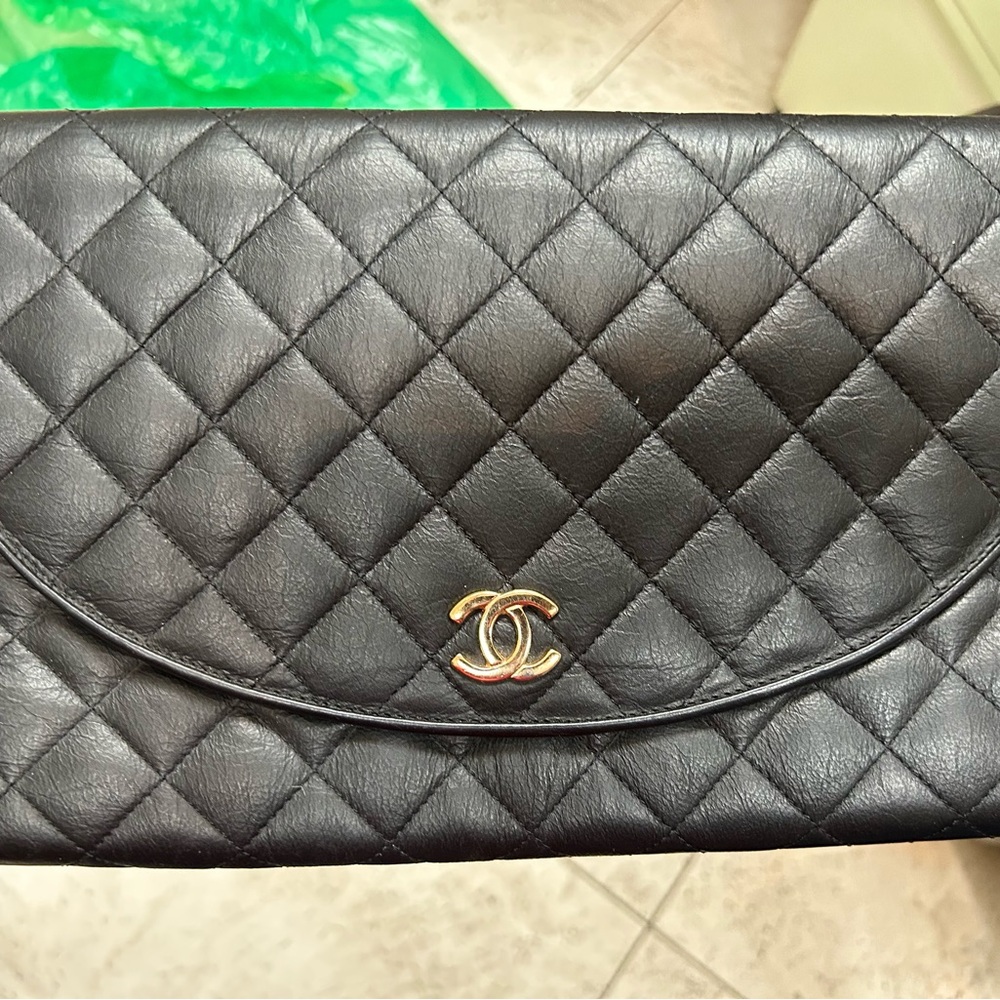 Black Quilted Leather Wristlet